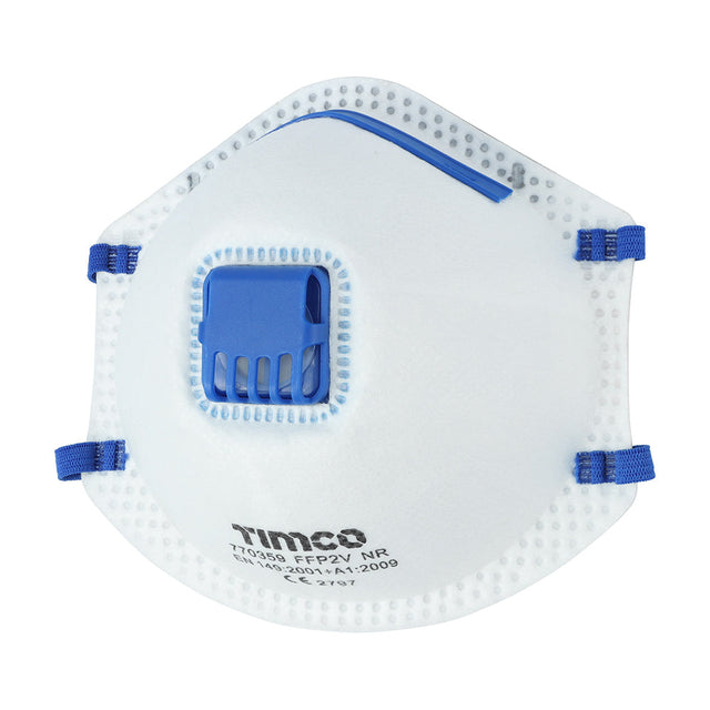 This is an image of Timco - FFP2 Moulded Masks with Valve One Size (3 Pieces Bag) 770045