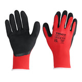 This is an image of Timco - Toughlight Grip Gloves - Sandy Latex Coated Polyester - Multi Pack Large (12 Pairs Bag) 770112