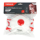 This is an image of Timco - FFP3 Moulded Masks with Valve One Size (3 Pieces Bag) 770120