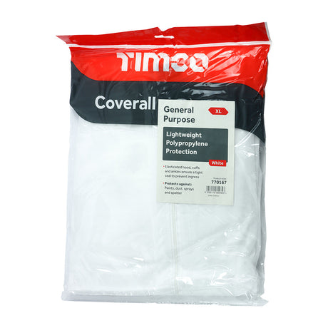 This is an image of Timco - General Purpose Coverall - White X Large (1 Each Bag) 770167
