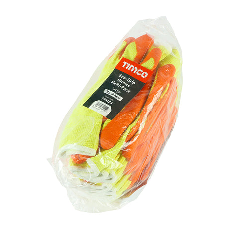 This is an image of Timco - Eco-Grip Gloves - Crinkle Latex Coated Polycotton - Multi Pack Large (12 Pairs Bag) 770189