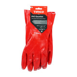This is an image of Timco - PVC Gauntlets - PVC Coated Cotton Interlock X Large (1 Pairs Backing Card) 770333