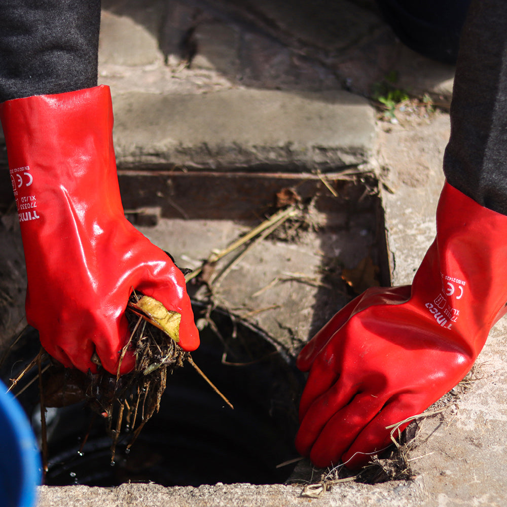 This is an image of Timco - PVC Gauntlets - PVC Coated Cotton Interlock X Large (1 Pairs Backing Card) 770333