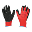 This is an image of Timco - Toughlight Grip Gloves - Sandy Latex Coated Polyester X Large (1 Pairs Backing Card) 770347