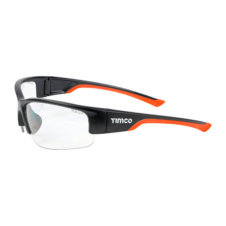 This is an image of Timco - Premium Safety Glasses - Clear One Size (1 Each Bag) 770379
