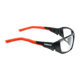 This is an image of Timco - Sports Style Safety Glasses - With Adjustable Temples - Clear One Size (1 Each Box) 770401