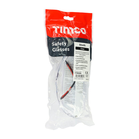 This is an image of Timco - Slimfit Safety Glasses - Clear One Size (1 Each Bag) 770505