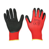 This is an image of Timco - Toughlight Grip Gloves - Sandy Latex Coated Polyester Medium (1 Pairs Backing Card) 770558