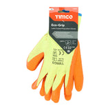 This is an image of Timco - Eco-Grip Gloves - Crinkle Latex Coated Polycotton X Large (1 Pairs Backing Card) 770667