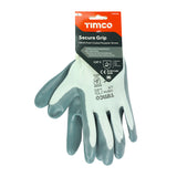 This is an image of Timco - Secure Grip Gloves - Smooth Nitrile Foam Coated Polyester Large (1 Pairs Backing Card) 770716