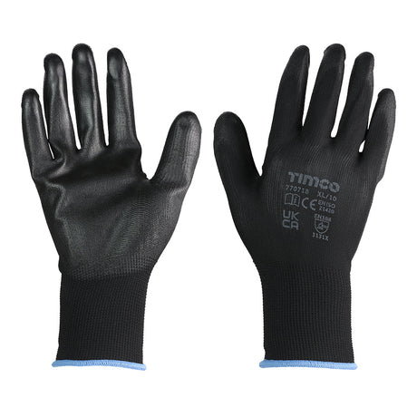 This is an image of Timco - Durable Grip Gloves - PU Coated Polyester - Multi Pack X Large (12 Pairs Bag) 770718