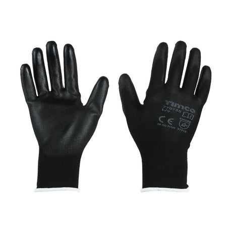 This is an image of Timco - Durable Grip Gloves - PU Coated Polyester Large (1 Pairs Backing Card) 770736