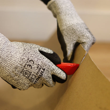 This is an image of Timco - High Cut Gloves - PU Coated HPPE Fibre with Glass Fibre Large (1 Pairs Backing Card) 770745
