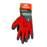 This is an image of Timco - Light Grip Gloves - Crinkle Latex Coated Polyester X Large (1 Pairs Backing Card) 770746