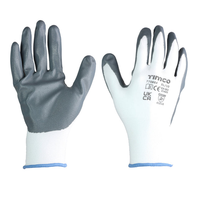 This is an image of Timco - Secure Grip Gloves - Smooth Nitrile Foam Coated Polyester - Multi Pack X Large (12 Pairs Bag) 770864