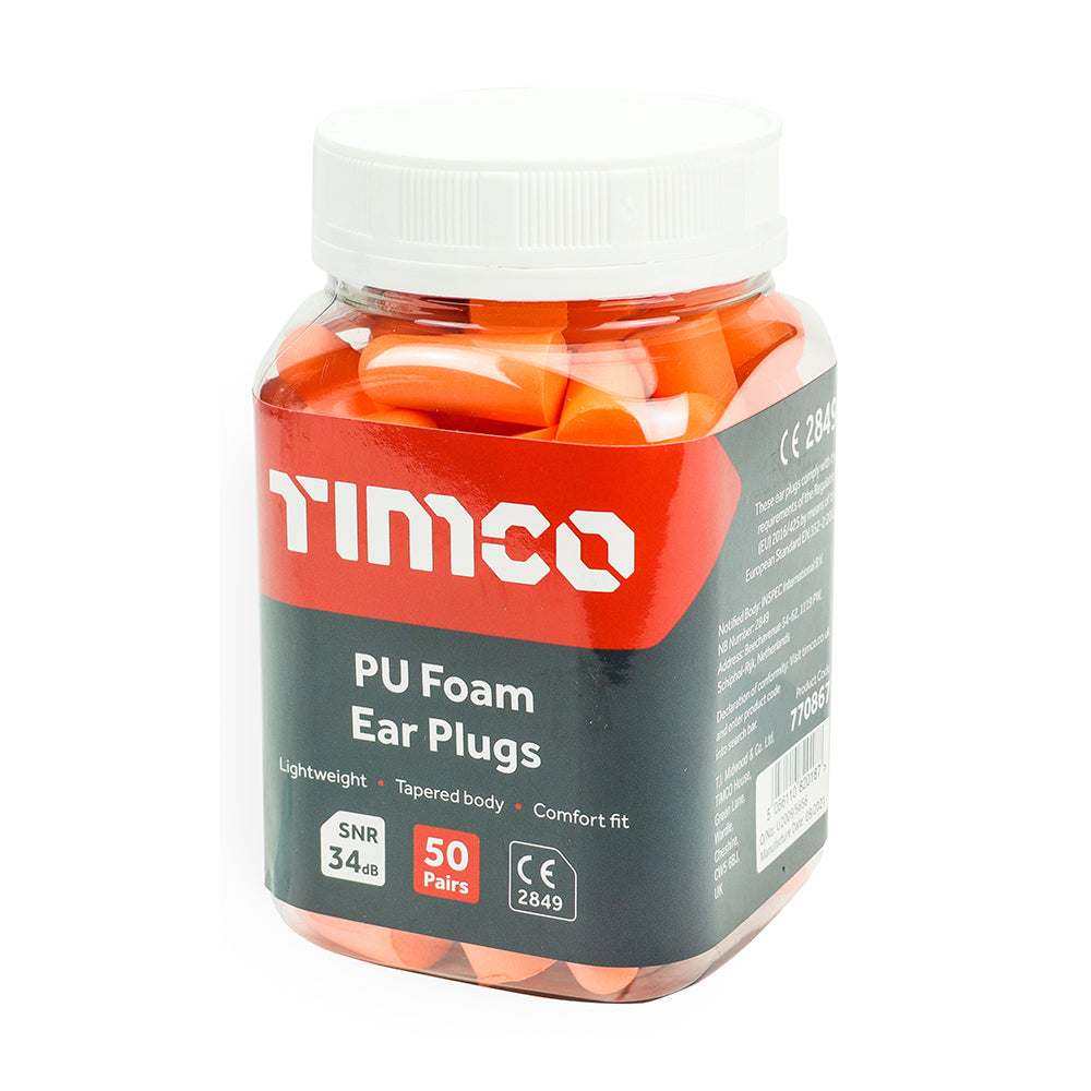 This is an image of Timco - PU Foam Ear Plugs One Size (50 Pairs Jar) 770867