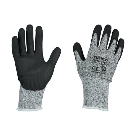 This is an image of Timco - High Cut Gloves - PU Coated HPPE Fibre with Glass Fibre Medium (1 Pairs Backing Card) 770885