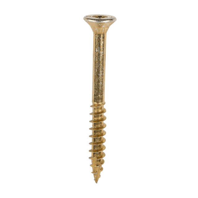 This is an image of Timco - C2 Clamp-Fix Screws - TX - Double Countersunk with Ribs - Twin-Cut - Yellow 8.0 x 80mm - (100 PCS Box) 80080C2C