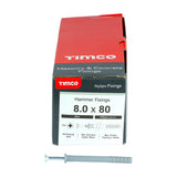 This is an image of Timco - Nylon Hammer Fixing - PZ - Zinc 8.0 x 80mm - (100 PCS Box) 80080HF
