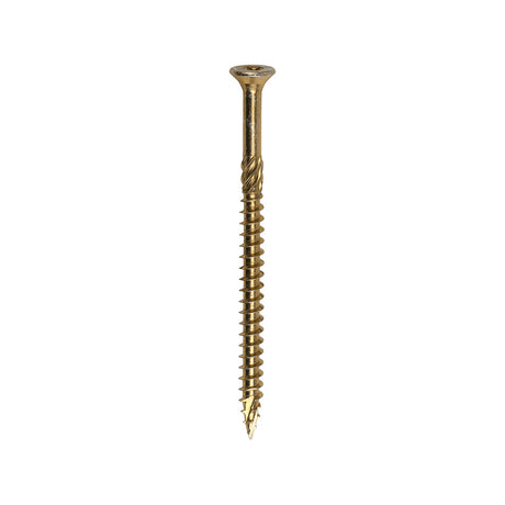 This is an image of Timco - C2 Clamp-Fix Screws - TX - Double Countersunk with Ribs - Twin-Cut - Yellow 8.0 x 120mm - (50 PCS Box) 80120C2C