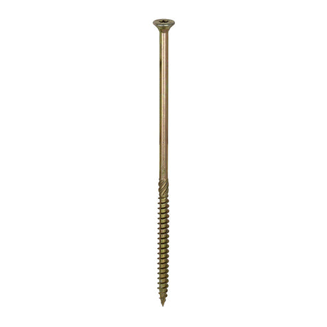 This is an image of Timco - C2 Clamp-Fix Screws - TX - Double Countersunk with Ribs - Twin-Cut - Yellow 8.0 x 200mm - (50 PCS Box) 80200C2C