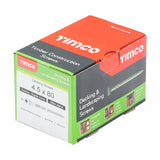 This is an image of Timco - Decking Screws - PZ - Double Countersunk - Exterior - Green 4.5 x 80 mm - (200 PCS Box) 80TDECK