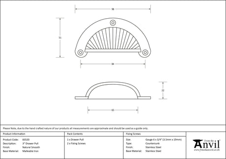 From The Anvil - Natural Smooth 3" Flower Drawer Pull | Sku. 83520 | Trade Door Handles.