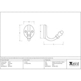 From The Anvil - Black Coat Hook | Sku. 83522 | Trade Door Handles.