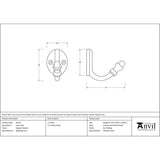 From The Anvil - Natural Smooth Coat Hook | Sku. 83523 | Trade Door Handles.