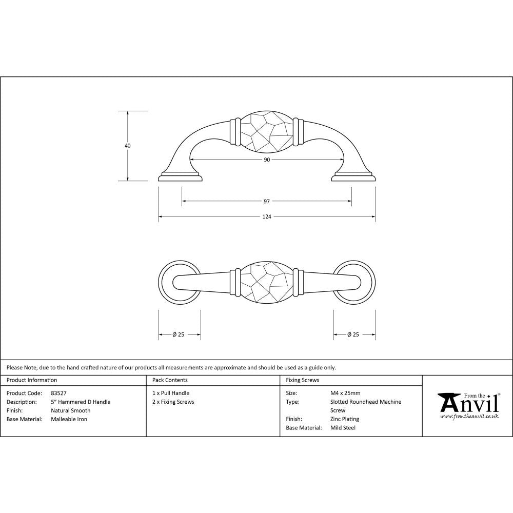 From The Anvil - Natural Smooth 5" Hammered D Handle | Sku. 83527 | Trade Door Handles.