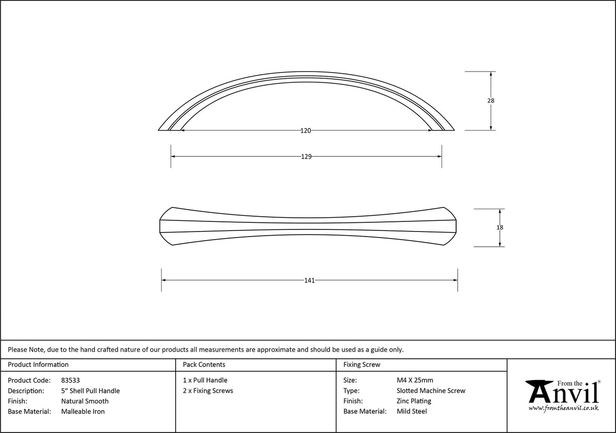 From The Anvil - Natural Smooth 5" Shell Pull Handle | Sku. 83533 | Trade Door Handles.