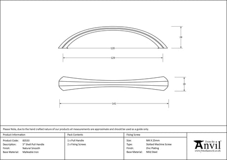 From The Anvil - Natural Smooth 5" Shell Pull Handle | Sku. 83533 | Trade Door Handles.