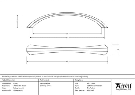 From The Anvil - Natural Smooth 7" Shell Pull Handle | Sku. 83534 | Trade Door Handles.