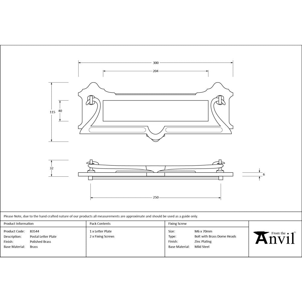 From The Anvil - Polished Brass Postal Letter Plate | Sku. 83544 | Trade Door Handles.