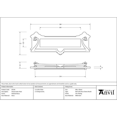 From The Anvil - Polished Brass Postal Letter Plate | Sku. 83544 | Trade Door Handles.