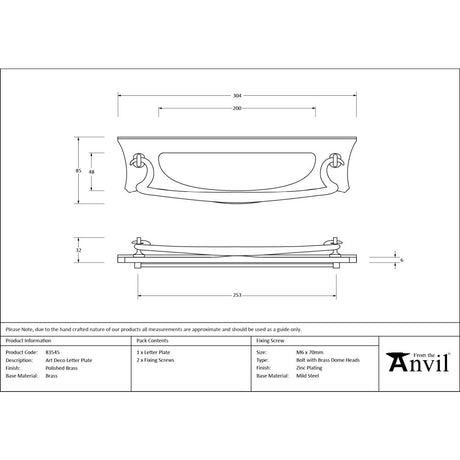 From The Anvil - Polished Brass Art Deco Letter Plate | Sku. 83545 | Trade Door Handles.
