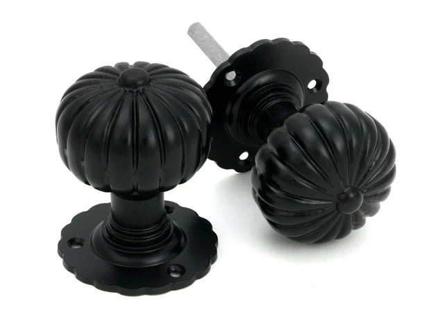 From The Anvil - Black Flower Mortice Knob Set | Sku. 83560 | Trade Door Handles.