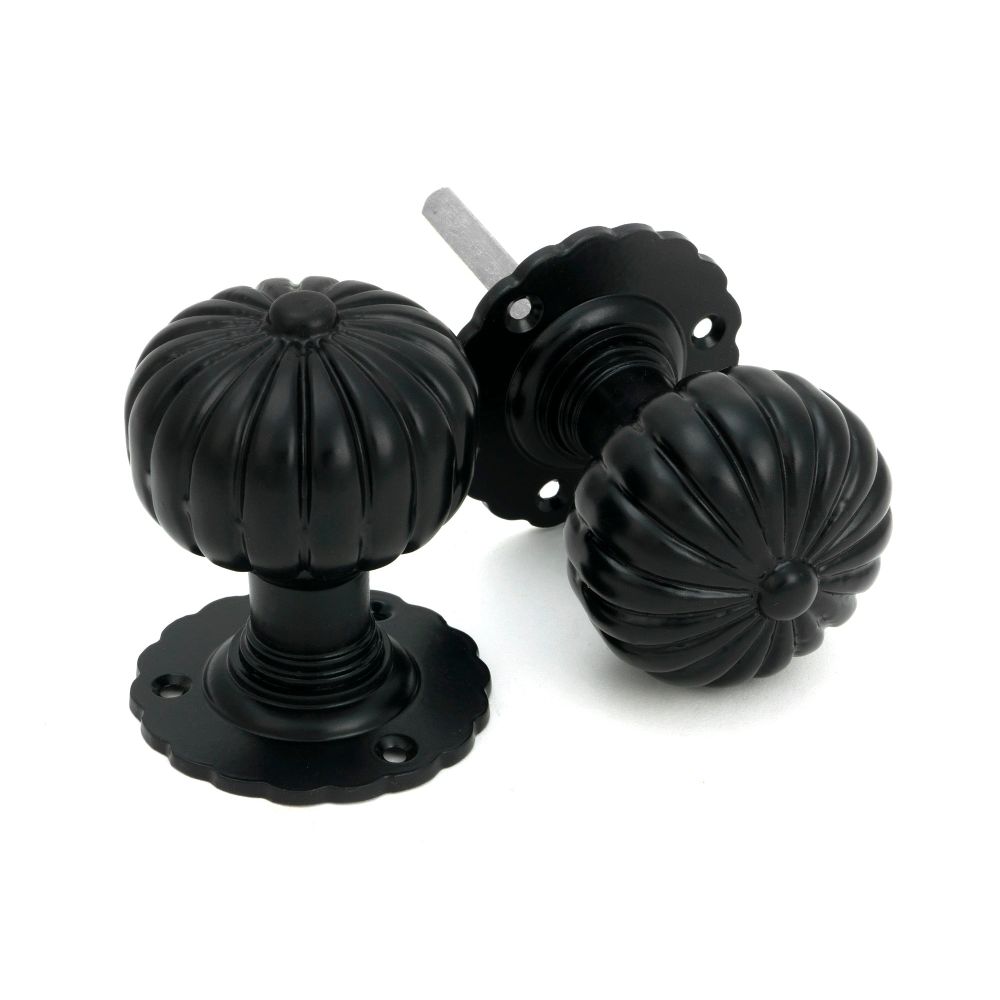 From The Anvil - Black Flower Mortice Knob Set | Sku. 83560 | Trade Door Handles.
