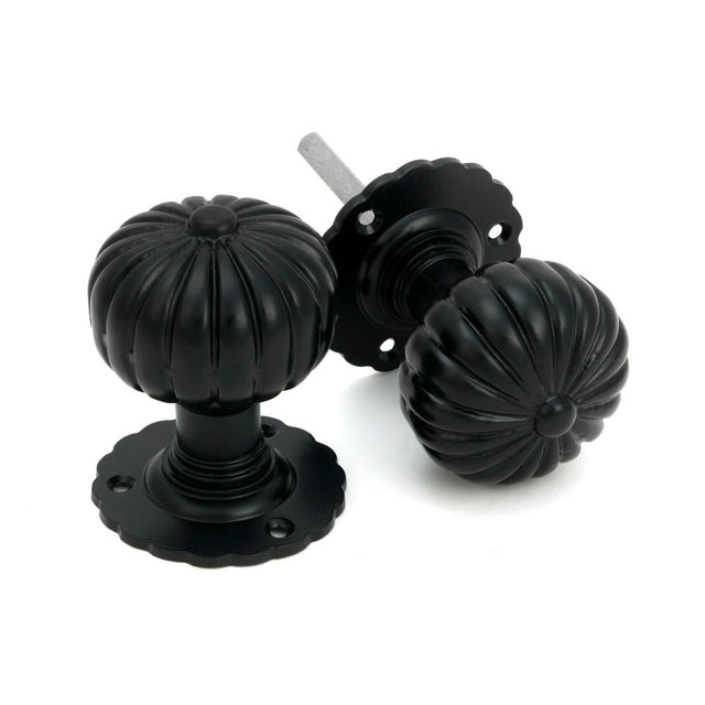 From The Anvil - Black Flower Mortice Knob Set | Sku. 83560 | Trade Door Handles.