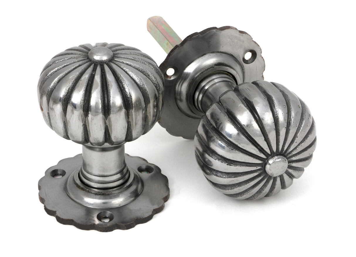 From The Anvil - Natural Smooth Flower Mortice Knob Set | Sku. 83561 | Trade Door Handles.
