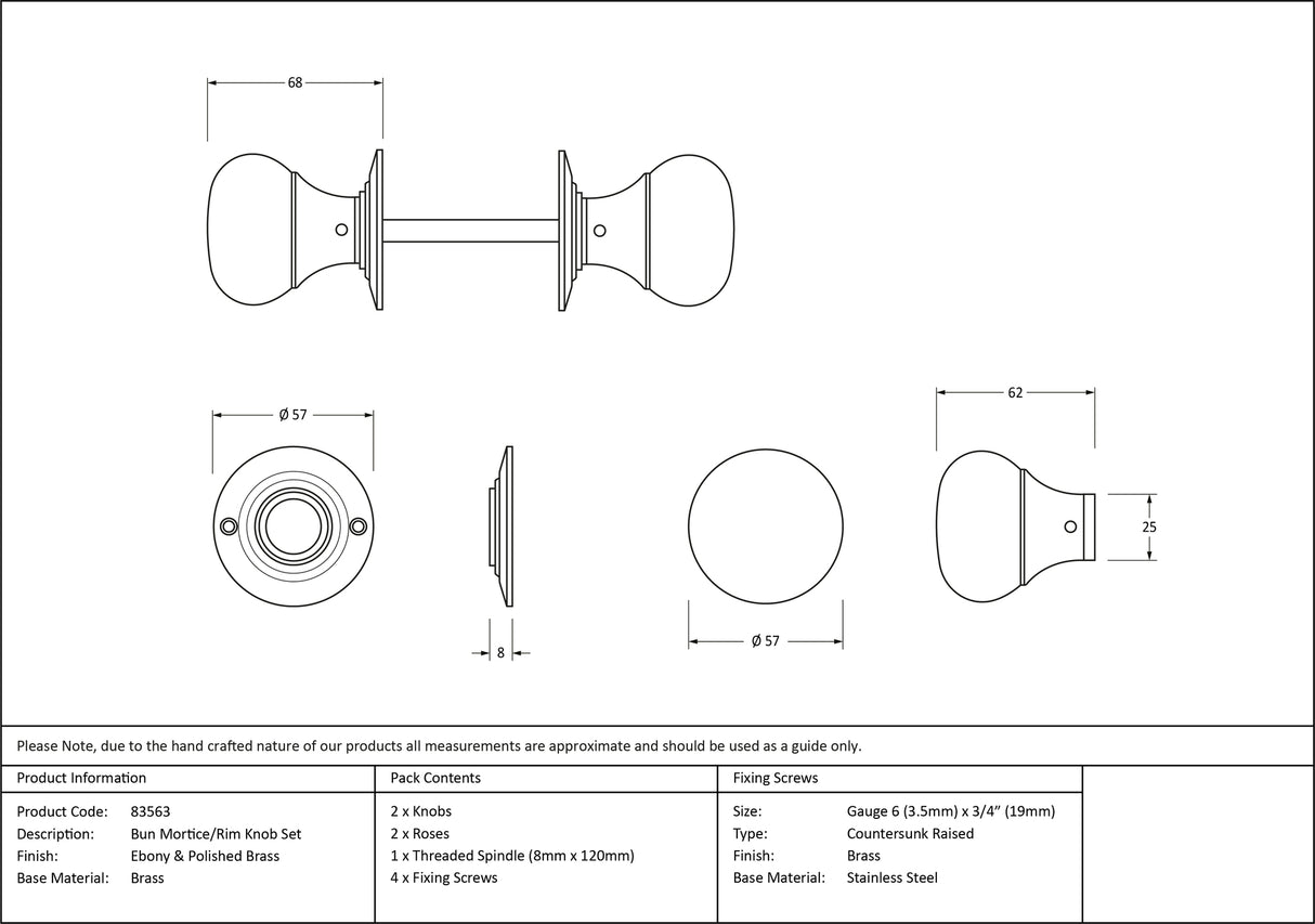 From The Anvil - Ebony and PB Bun Mortice/Rim Knob Set | Sku. 83563 | Trade Door Handles.