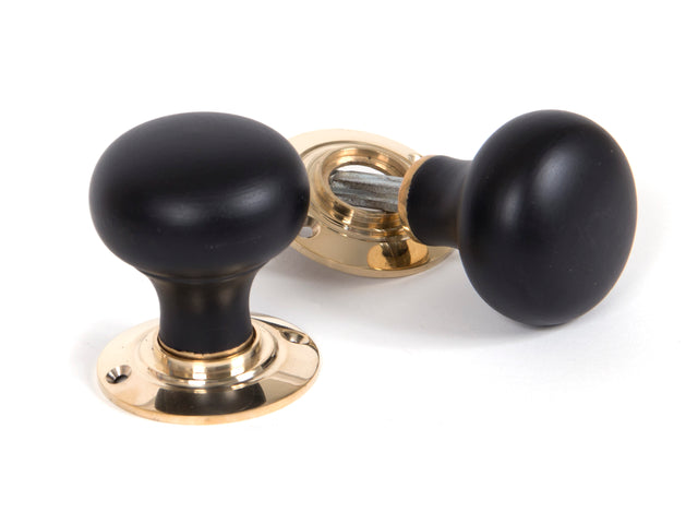 From The Anvil - Ebony and PB Bun Mortice/Rim Knob Set | Sku. 83563 | Trade Door Handles.