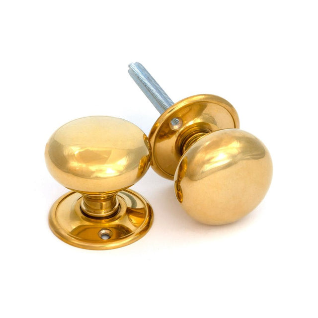 From The Anvil - Polished Brass Mushroom Mortice/Rim Knob Set | Sku. 83564 | Trade Door Handles.