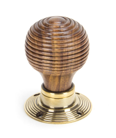 From The Anvil - Rosewood & Aged Brass Beehive Mortice/Rim Knob Set | Sku. 83573 | Trade Door Handles.