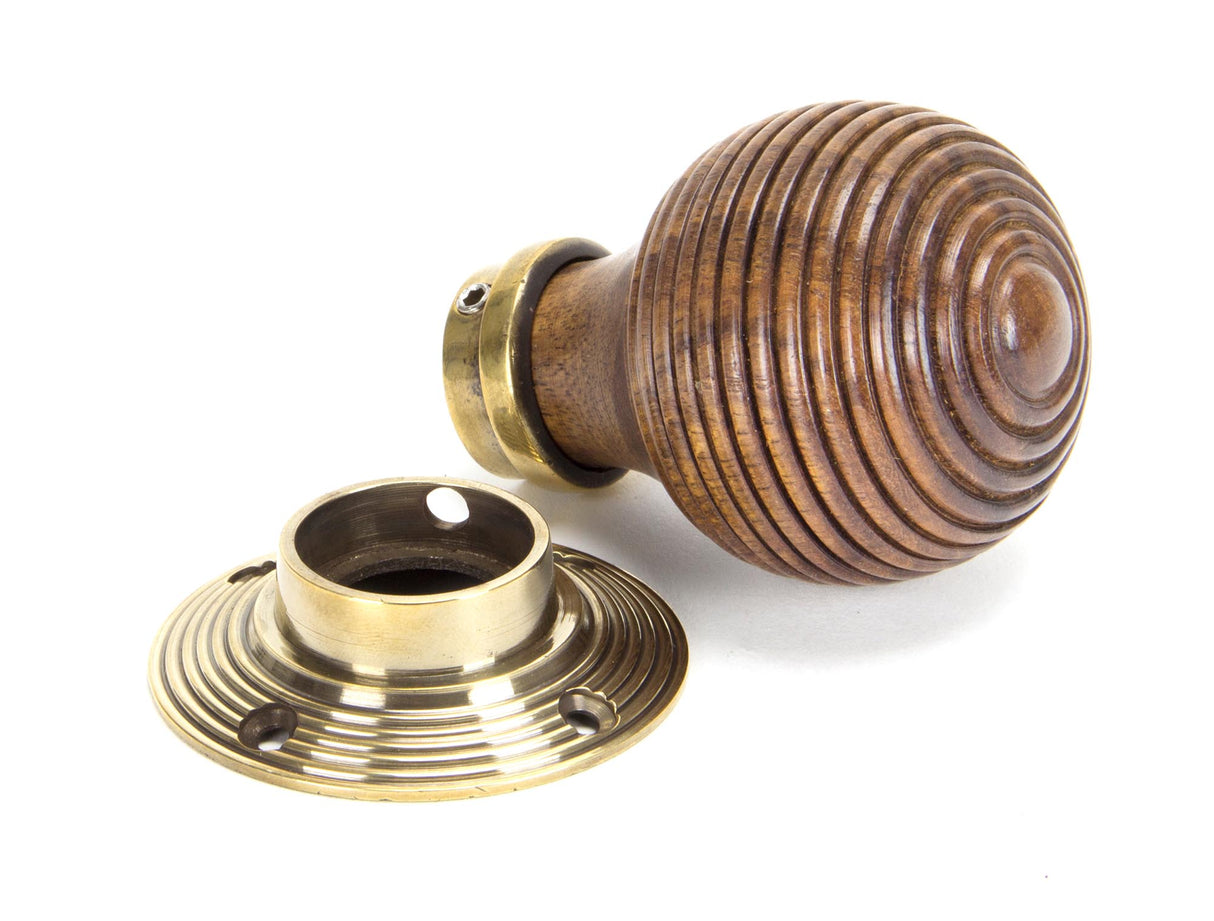 From The Anvil - Rosewood & Aged Brass Beehive Mortice/Rim Knob Set | Sku. 83573 | Trade Door Handles.