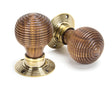From The Anvil - Rosewood & Aged Brass Beehive Mortice/Rim Knob Set | Sku. 83573 | Trade Door Handles.