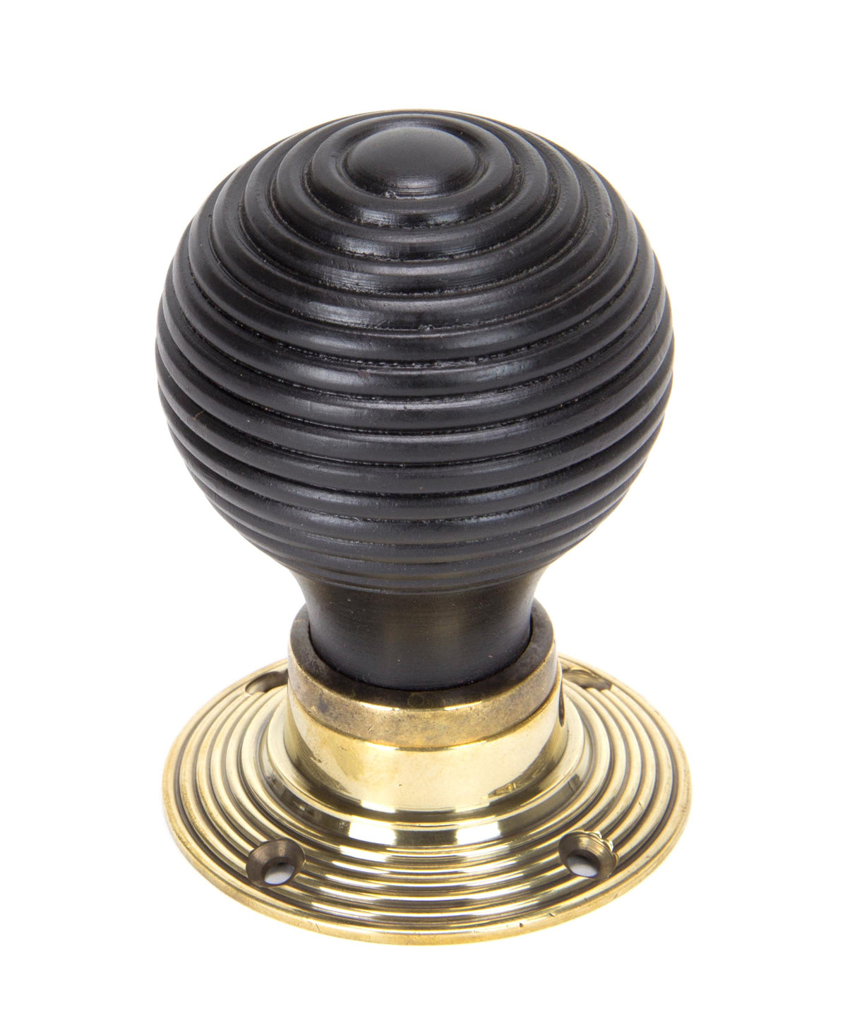 From The Anvil - Ebony & Aged Brass Beehive Mortice/Rim Knob Set | Sku. 83574 | Trade Door Handles.