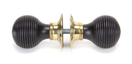 From The Anvil - Ebony & Aged Brass Beehive Mortice/Rim Knob Set | Sku. 83574 | Trade Door Handles.