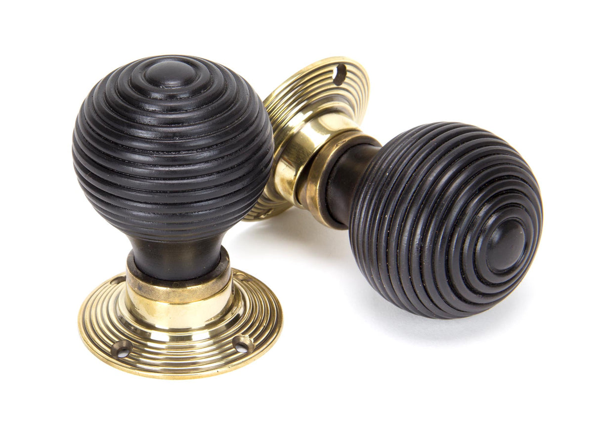 From The Anvil - Ebony & Aged Brass Beehive Mortice/Rim Knob Set | Sku. 83574 | Trade Door Handles.