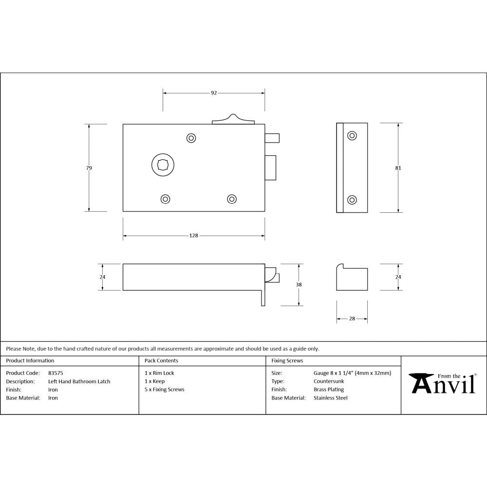 From The Anvil - Iron Left Hand Bathroom Latch | Sku. 83575 | Trade Door Handles.